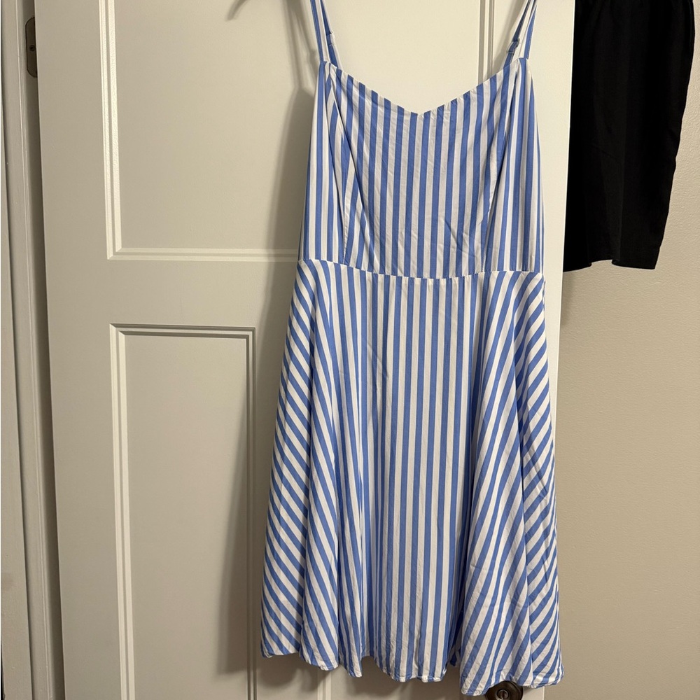 Striped Fit and Flare Cami Dress - L